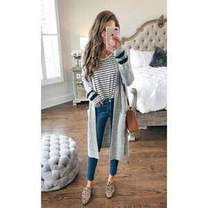 Caslon Muscle Sleeveless Tank Top Stripped Ivory/Black Faye